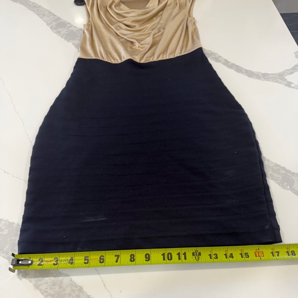 Express Cream and Black Cowl Neck Midi Dress - Picture 6 of 8